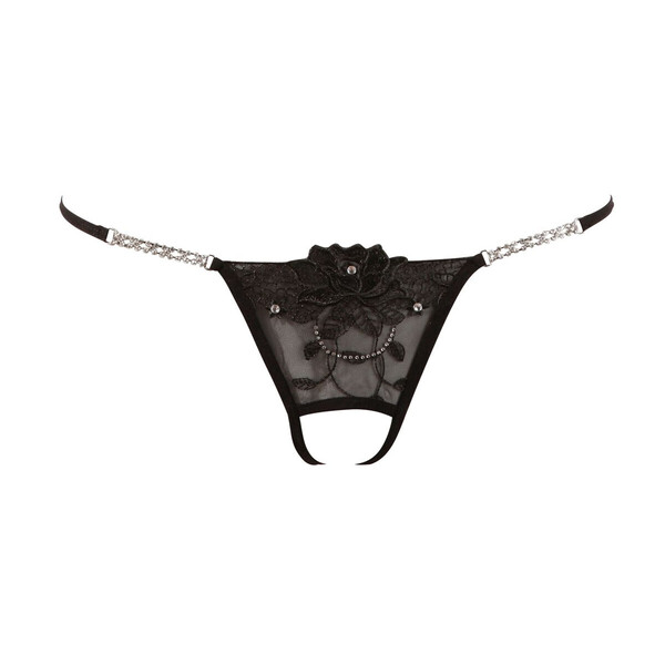 String mit Strass und Blütenstickerei