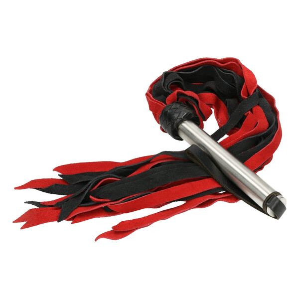 Flogger aus Veloursleder mit Metallgriff