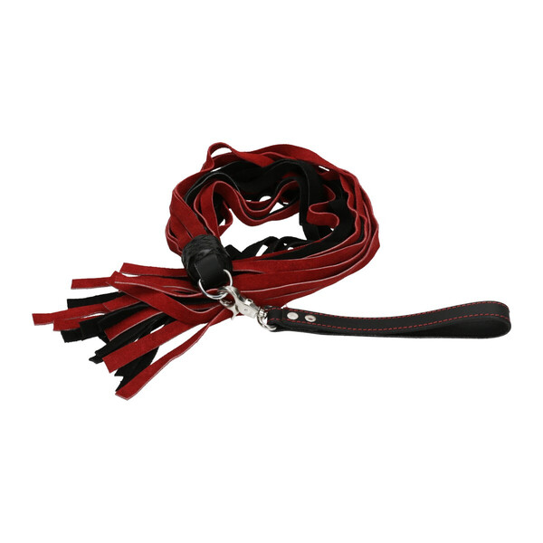 Flogger aus Veloursleder mit handschlaufe Rot/Schwarz