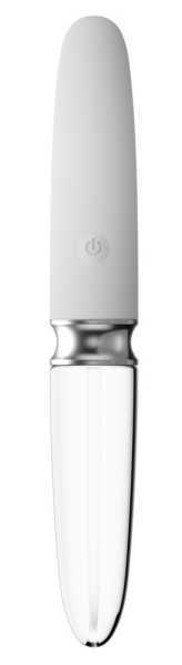 LED Glas-Silikon-Vibrator beidseitig nutzbar mit 10 Vibrationsmodi Liaison Weiß