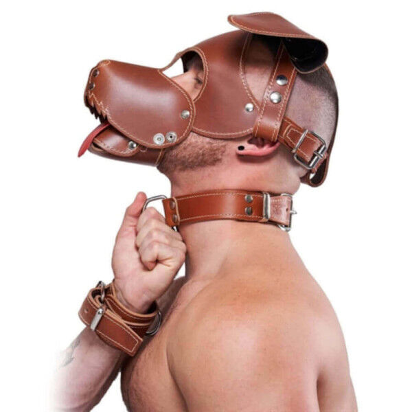 Leather Dog Mask brown - Floppy