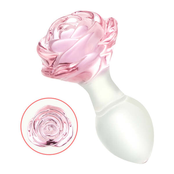 Rosy Rose Base Glass Analplug Rosa