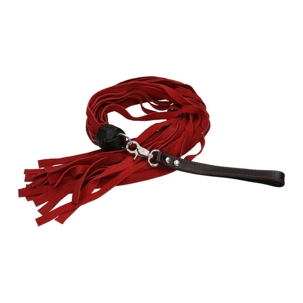 Flogger aus Veloursleder mit Handschlaufe Rot