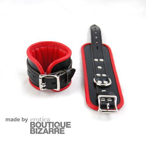 Boutique Bizarre Leder-Handfessel schwarz-rot