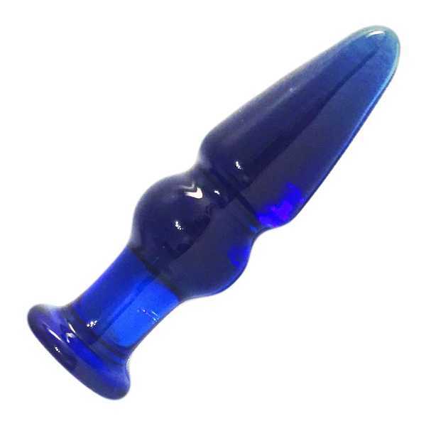 Glas-Analplug Blau 12 cm