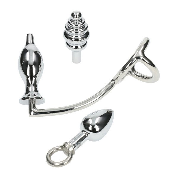 Edelstahl-Cockring mit Analplug-Set