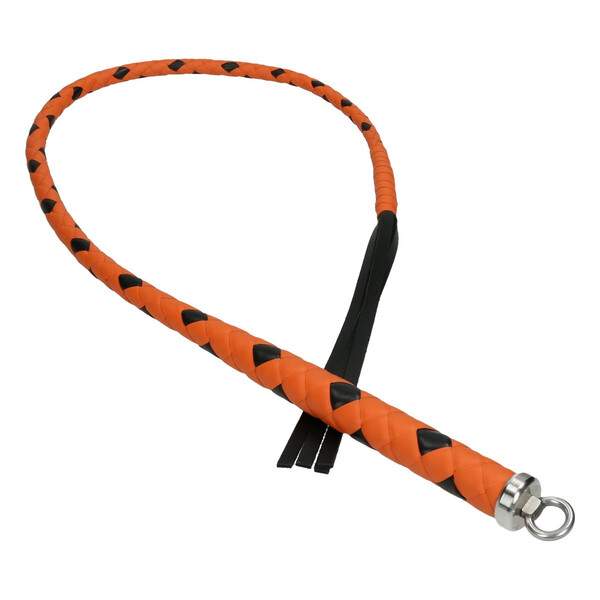 Liebe Seele Japan - Singletail aus Leder schwarz/orange 100 cm