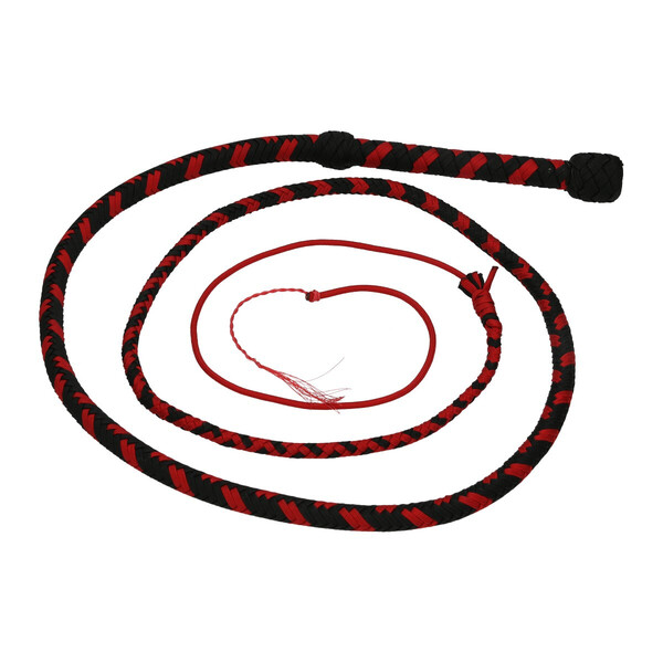 Klassische Snake-Peitsche aus Paracord 250 cm Schwarz/Rot