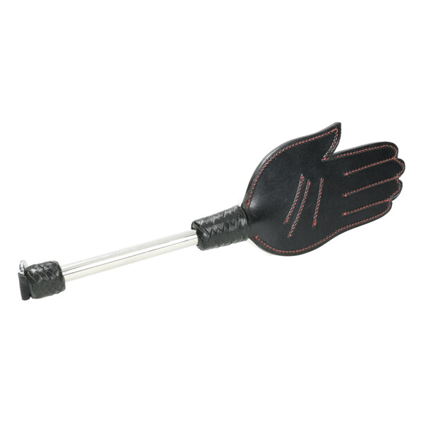 Lederpaddle "Hand" mit Metallgriff