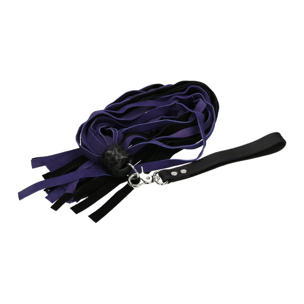 Flogger aus Veloursleder mit Handschlaufe Violett/Schwarz