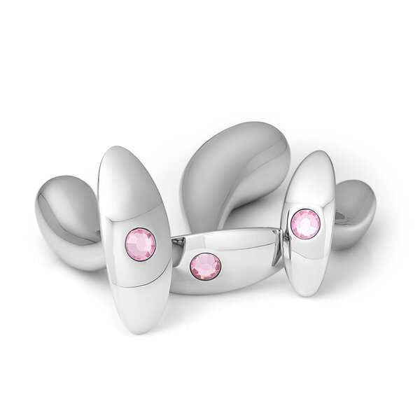 Standhafter Analplug aus Aluminium mit sanftem rosa Schmuckstein in verschiedene Größen