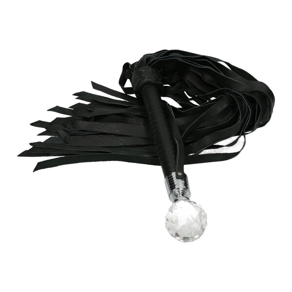 Luxus Flogger aus Leder mit klarem Schmuckkristall