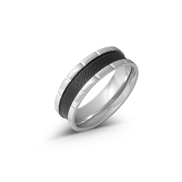 Designer Cockring mit Ledereinsatz aus Edelstahl, Ø 35 bis 55 mm
