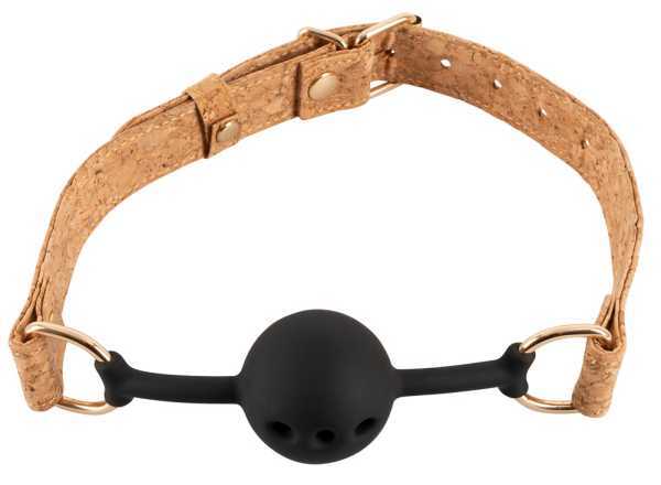 Ball Gag Knebelball mit Korkriemen Vegan Fetish Schwarz