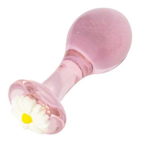 Flower Glass-Buttplug Pink 11 cm
