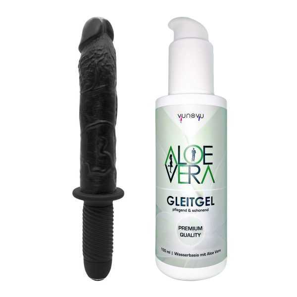 XXL Vibrator NMC Dark Stallions Schwarz + Aloe Vera Gleitgel pflegend & schonend 150 ml